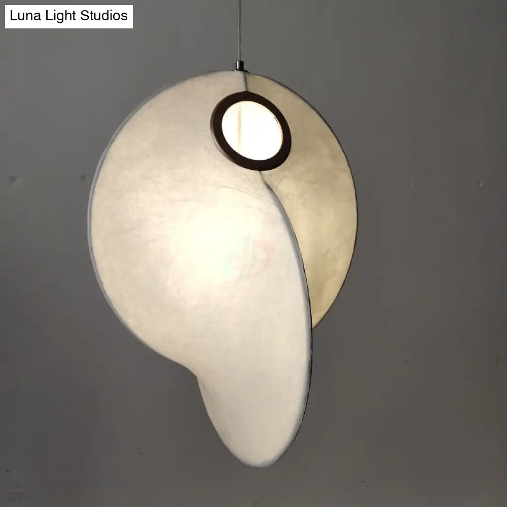 Irregular Faux Silk Ceiling Pendant Light for Restaurants - Designer White 1-Light Pendulum