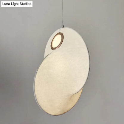 Irregular Faux Silk Ceiling Pendant Light for Restaurants - Designer White 1-Light Pendulum