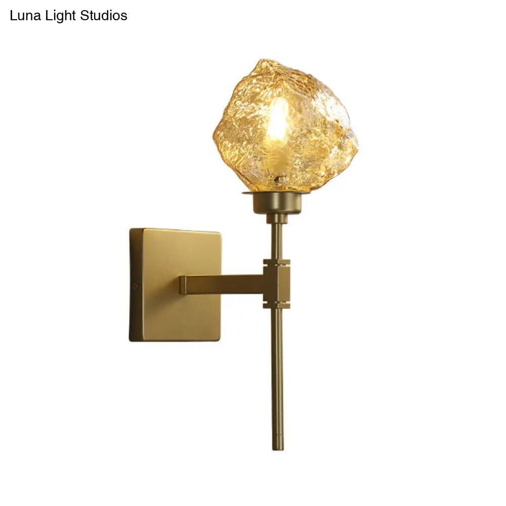 DecorBites™ Irregular Shade Wall Sconce - Modern Indoor Light Fixture with Amber/Smoke Gray Glass – 1 Head Lamp for Living Room