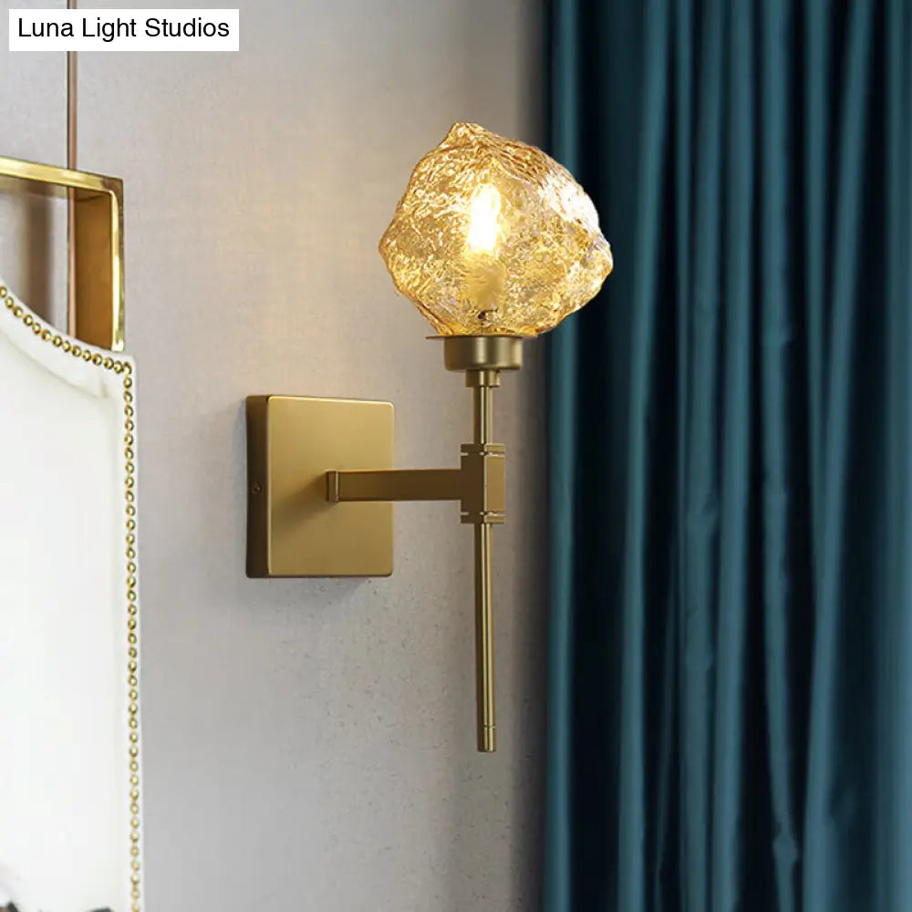 DecorBites™ Irregular Shade Wall Sconce - Modern Indoor Light Fixture with Amber/Smoke Gray Glass – 1 Head Lamp for Living Room