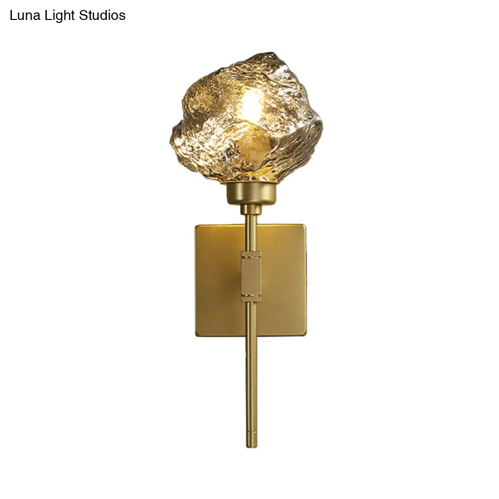 DecorBites™ Irregular Shade Wall Sconce - Modern Indoor Light Fixture with Amber/Smoke Gray Glass – 1 Head Lamp for Living Room