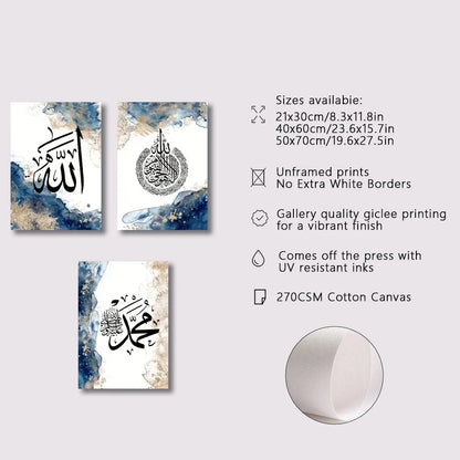 Islamic Calligraphy Wall Art Set for Home