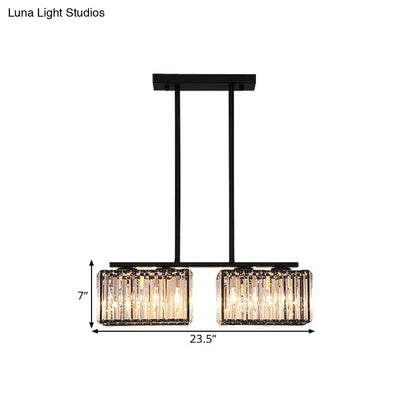 ثريا ديكوربايتس™ آيلاند - مصباح كريستالي معاصر على شكل مكعب مع رؤوس متعددة باللون الأسود