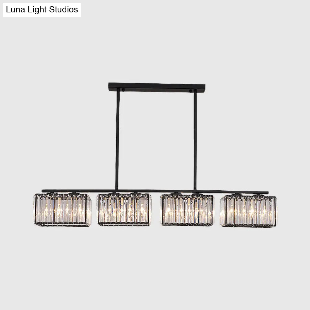 ثريا ديكوربايتس™ آيلاند - مصباح كريستالي معاصر على شكل مكعب مع رؤوس متعددة باللون الأسود