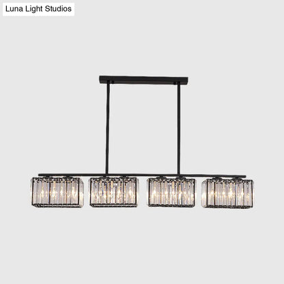 ثريا ديكوربايتس™ آيلاند - مصباح كريستالي معاصر على شكل مكعب مع رؤوس متعددة باللون الأسود