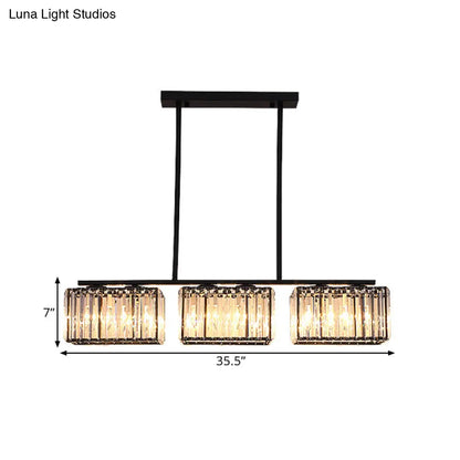ثريا ديكوربايتس™ آيلاند - مصباح كريستالي معاصر على شكل مكعب مع رؤوس متعددة باللون الأسود