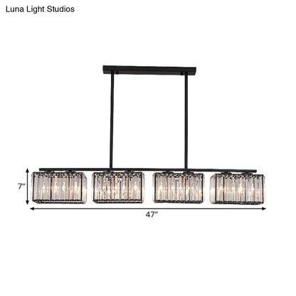 ثريا ديكوربايتس™ آيلاند - مصباح كريستالي معاصر على شكل مكعب مع رؤوس متعددة باللون الأسود