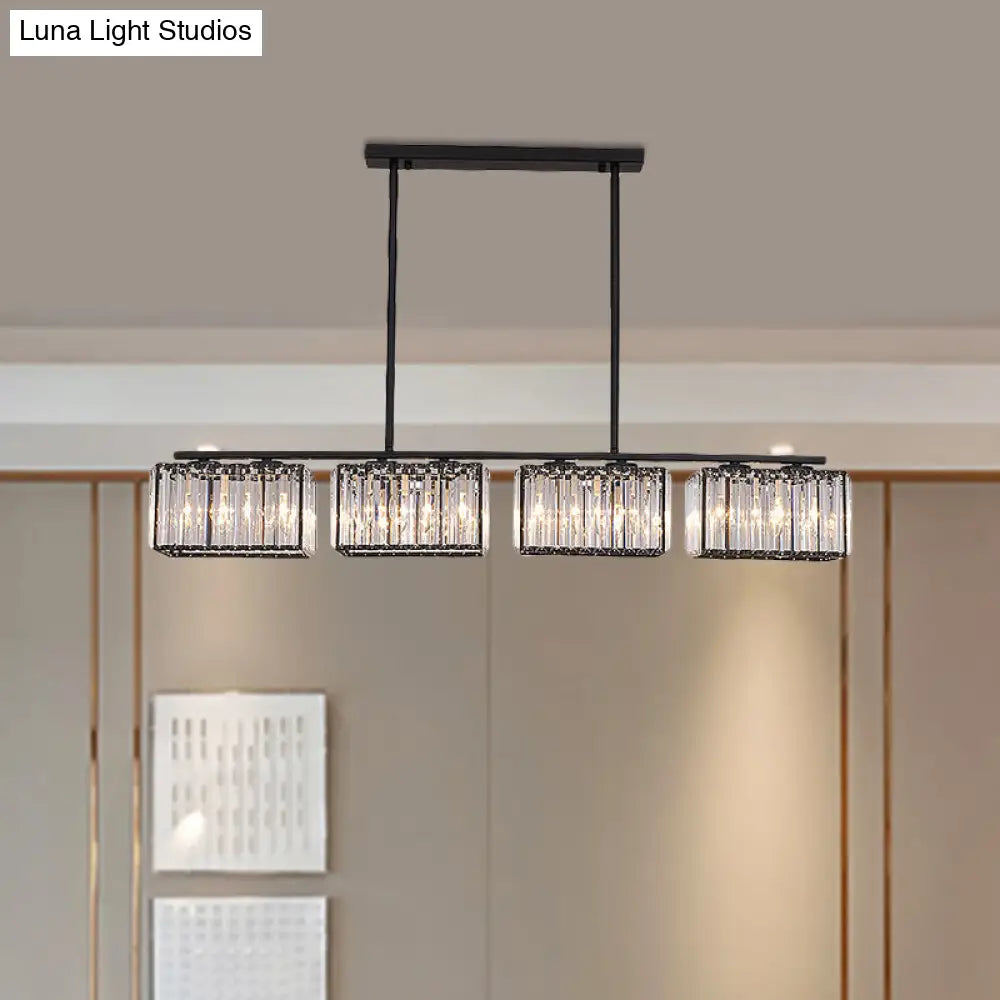 ثريا ديكوربايتس™ آيلاند - مصباح كريستالي معاصر على شكل مكعب مع رؤوس متعددة باللون الأسود