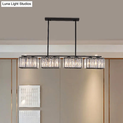 ثريا ديكوربايتس™ آيلاند - مصباح كريستالي معاصر على شكل مكعب مع رؤوس متعددة باللون الأسود