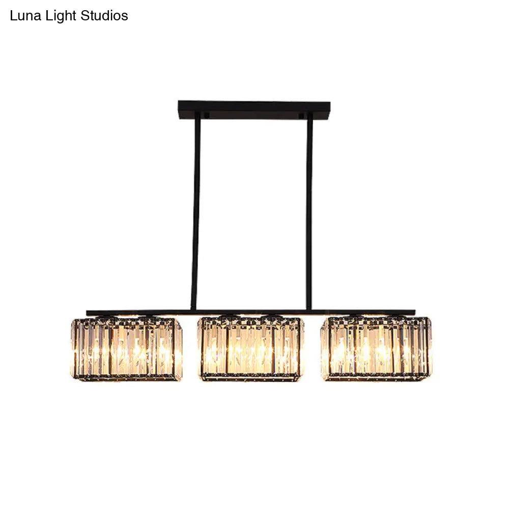 ثريا ديكوربايتس™ آيلاند - مصباح كريستالي معاصر على شكل مكعب مع رؤوس متعددة باللون الأسود