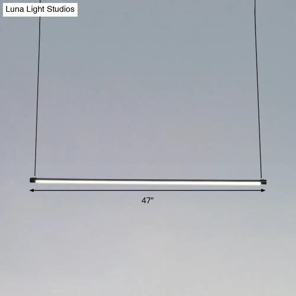 DecorBites™ Island Lighting: Ultra Slim Tube LED Office Hanging Lamp in Black - Modern Metal Design, Multiple Light Options