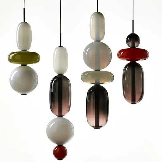 Italian Candy Glass Pendant Light in Black or White