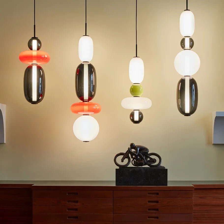Italian Candy Glass Pendant Light in Black or White - Decorbites