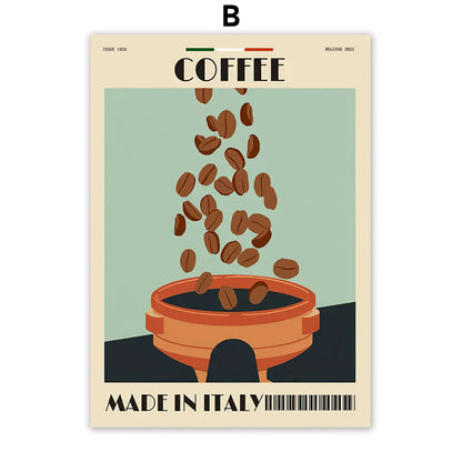Italian Coffee Wall Art Canvas Print - B / 50X70cm No Framed - Posters