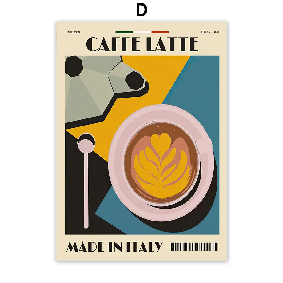 Italian Coffee Wall Art Canvas Print - D / 50X70cm No Framed - Posters