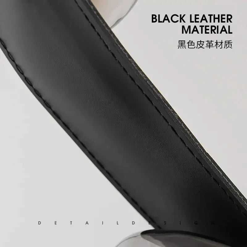 Black leather belt strap with precise stitching featured in decorbites italian light luxury leather chandelier design