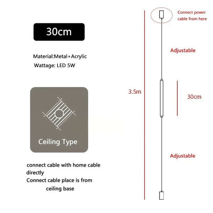 Italian Linear Black Metal & Acrylic Pendant Light - Decorbites
