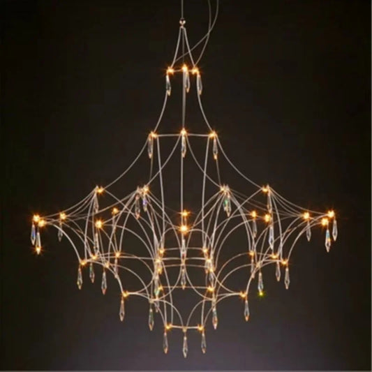 Italian Minimalist Crystal Pendant Light in Silver or Gold