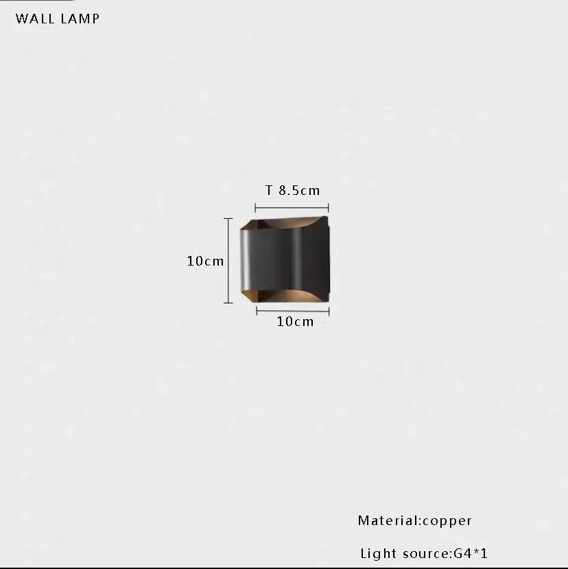 Copper wall lamp with sleek angular design and matte black finish complementing decorbites italian minimalist round ceiling lamp