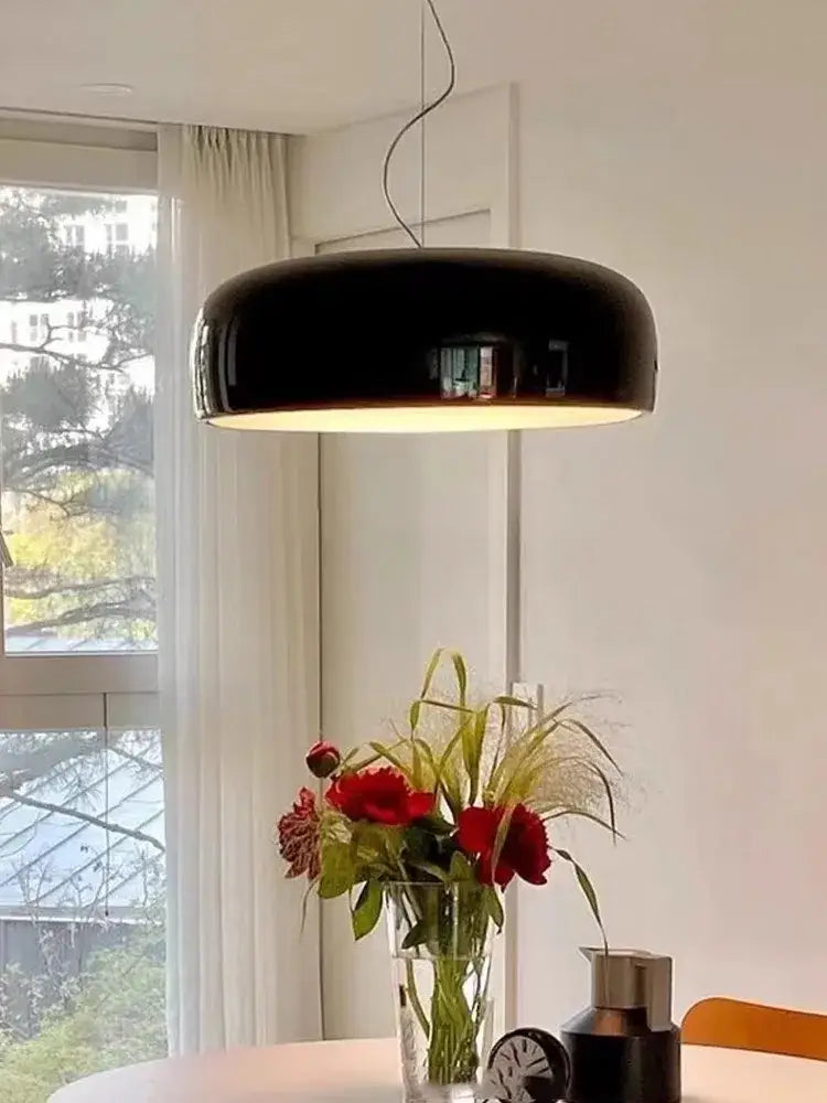Black glossy italian minimalist round ceiling lamp with sleek modern design for bedroom decorbites italian minimalist