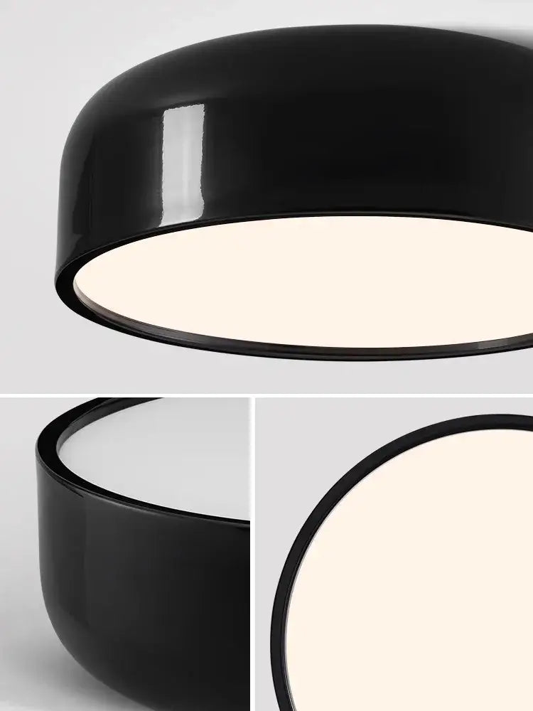Black glossy italian minimalist round ceiling lamp with smooth modern design for bedroom decorbites italian minimalist