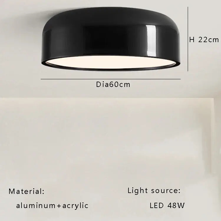 Black round ceiling lamp with sleek aluminum and acrylic design featuring led 48w bulb italian minimalist round decorbites