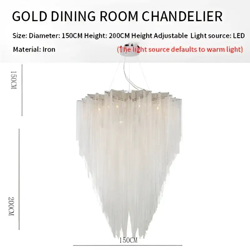 Gold italian postmodern pendant light with cascading crystal tassel strands and iron frame for elegant decorbites crystal tassel decor