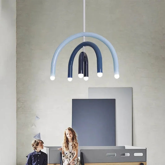 Italian Rainbow U-Shaped Pendant Light in Cream Aluminum
