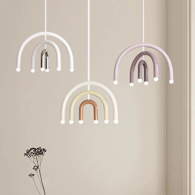 Italian Rainbow U-Shaped Pendant Light in Cream Aluminum - Decorbites