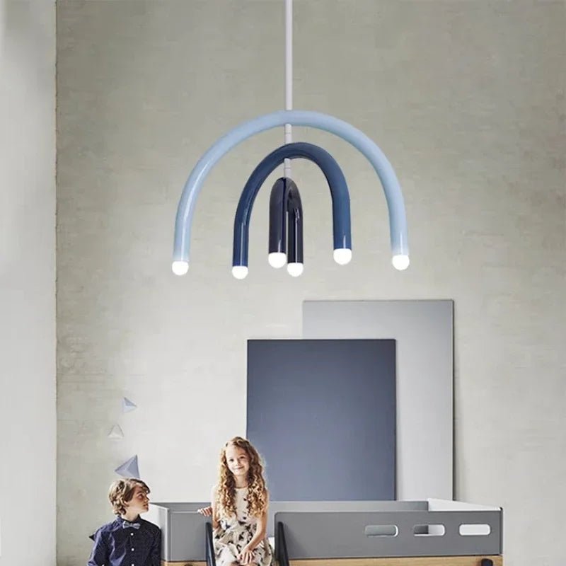 Italian Rainbow U-Shaped Pendant Light in Cream Aluminum - Decorbites