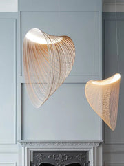 Italian Wabi-Sabi Wood Pendant Light in Yellow Iron - Decorbites