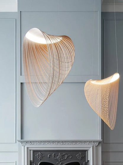 Italian Wabi-Sabi Wood Pendant Light in Yellow Iron - Decorbites