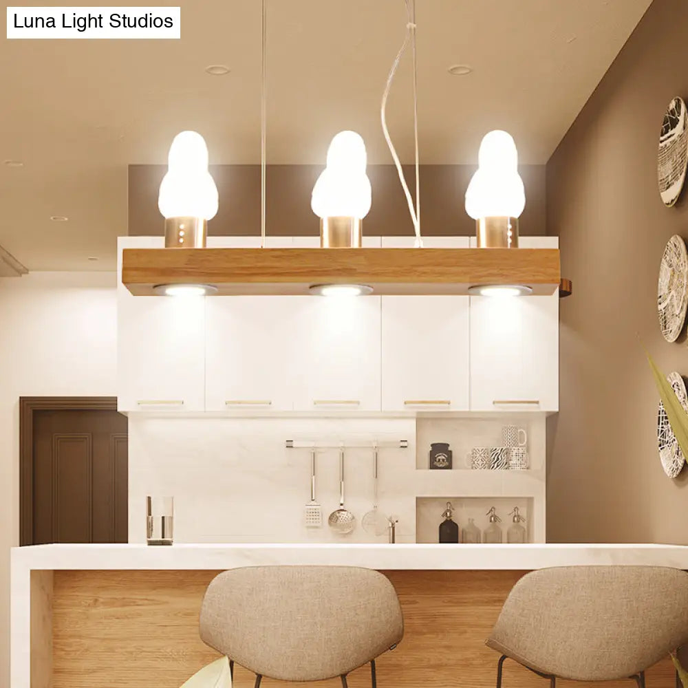 DecorBites™ Ivory Glass Bird Island Pendant Lighting Fixture with Decorative Wood Suspended Design