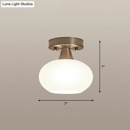 DecorBites™ DecorBites™ Ivory Glass Ceiling Light Fixture - Oval Simplicity Entryway Flush Mount Lighting