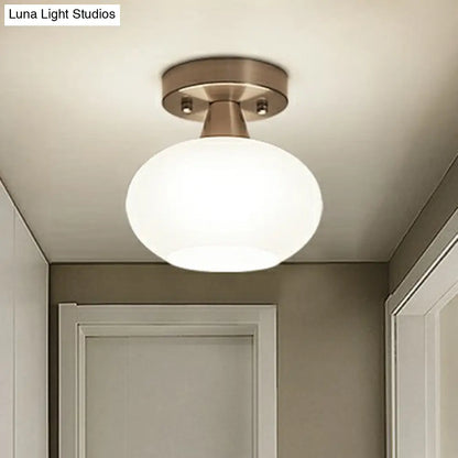 DecorBites™ DecorBites™ Ivory Glass Ceiling Light Fixture - Oval Simplicity Entryway Flush Mount Lighting
