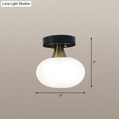 DecorBites™ DecorBites™ Ivory Glass Ceiling Light Fixture - Oval Simplicity Entryway Flush Mount Lighting