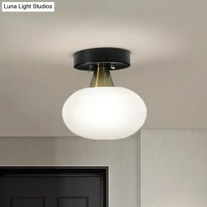 DecorBites™ DecorBites™ Ivory Glass Ceiling Light Fixture - Oval Simplicity Entryway Flush Mount Lighting