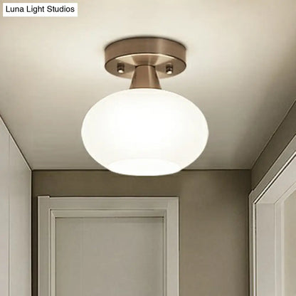 DecorBites™ DecorBites™ Ivory Glass Ceiling Light Fixture - Oval Simplicity Entryway Flush Mount Lighting