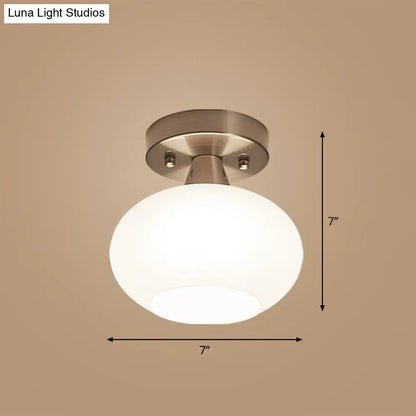 DecorBites™ DecorBites™ Ivory Glass Ceiling Light Fixture - Oval Simplicity Entryway Flush Mount Lighting