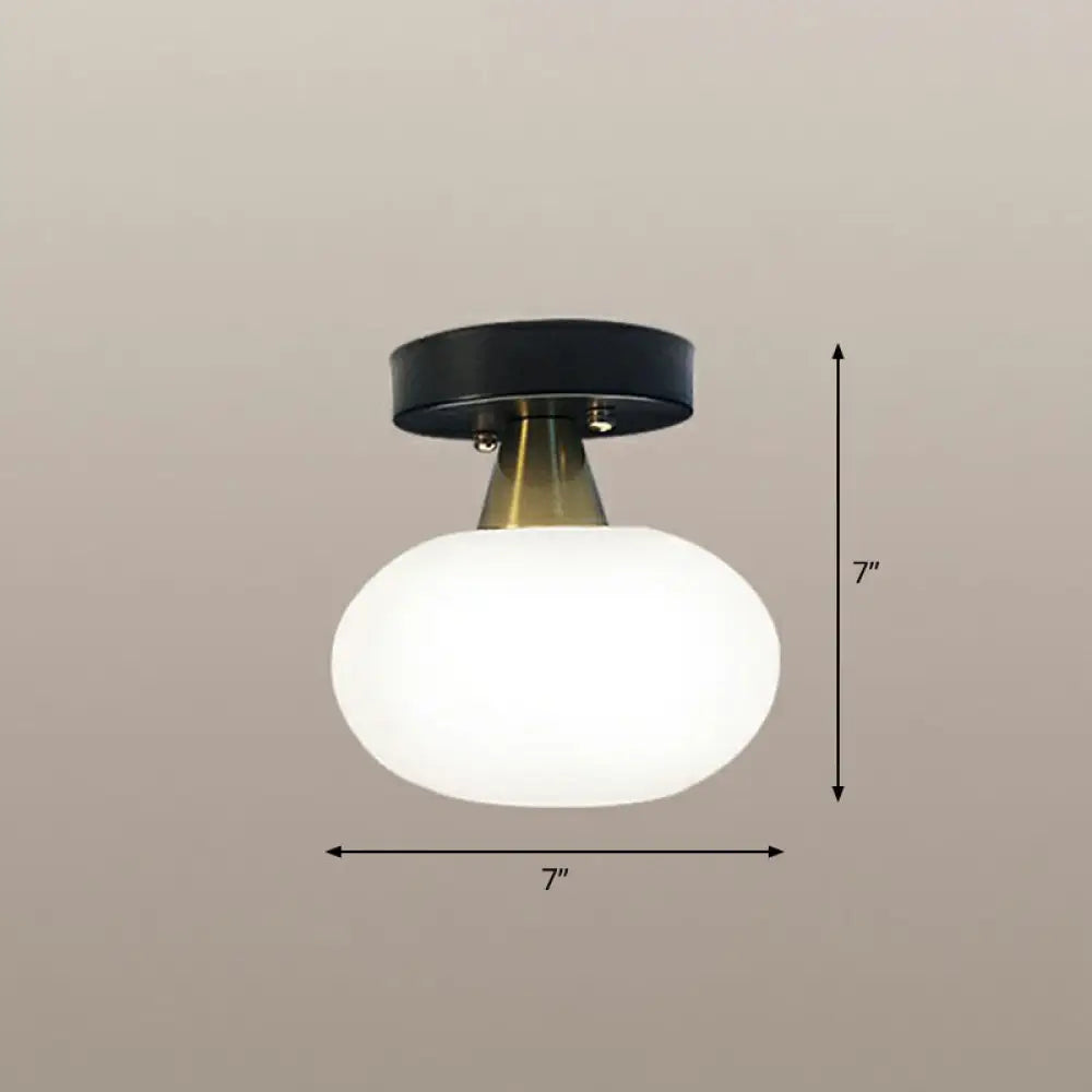 DecorBites™ DecorBites™ Ivory Glass Ceiling Light Fixture - Oval Simplicity Entryway Flush Mount Lighting