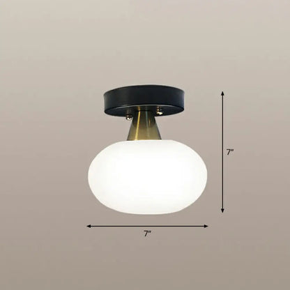 DecorBites™ DecorBites™ Ivory Glass Ceiling Light Fixture - Oval Simplicity Entryway Flush Mount Lighting