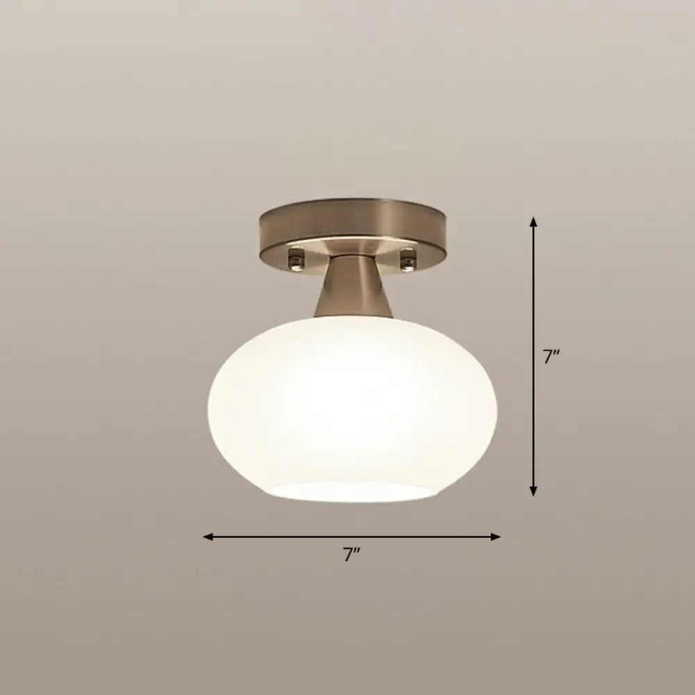 DecorBites™ DecorBites™ Ivory Glass Ceiling Light Fixture - Oval Simplicity Entryway Flush Mount Lighting