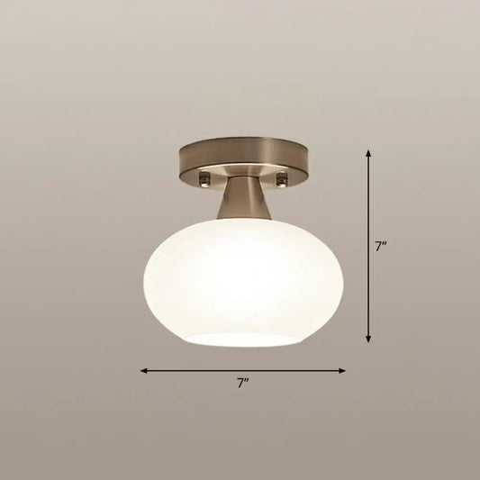 DecorBites™ DecorBites™ Ivory Glass Ceiling Light Fixture - Oval Simplicity Entryway Flush Mount Lighting
