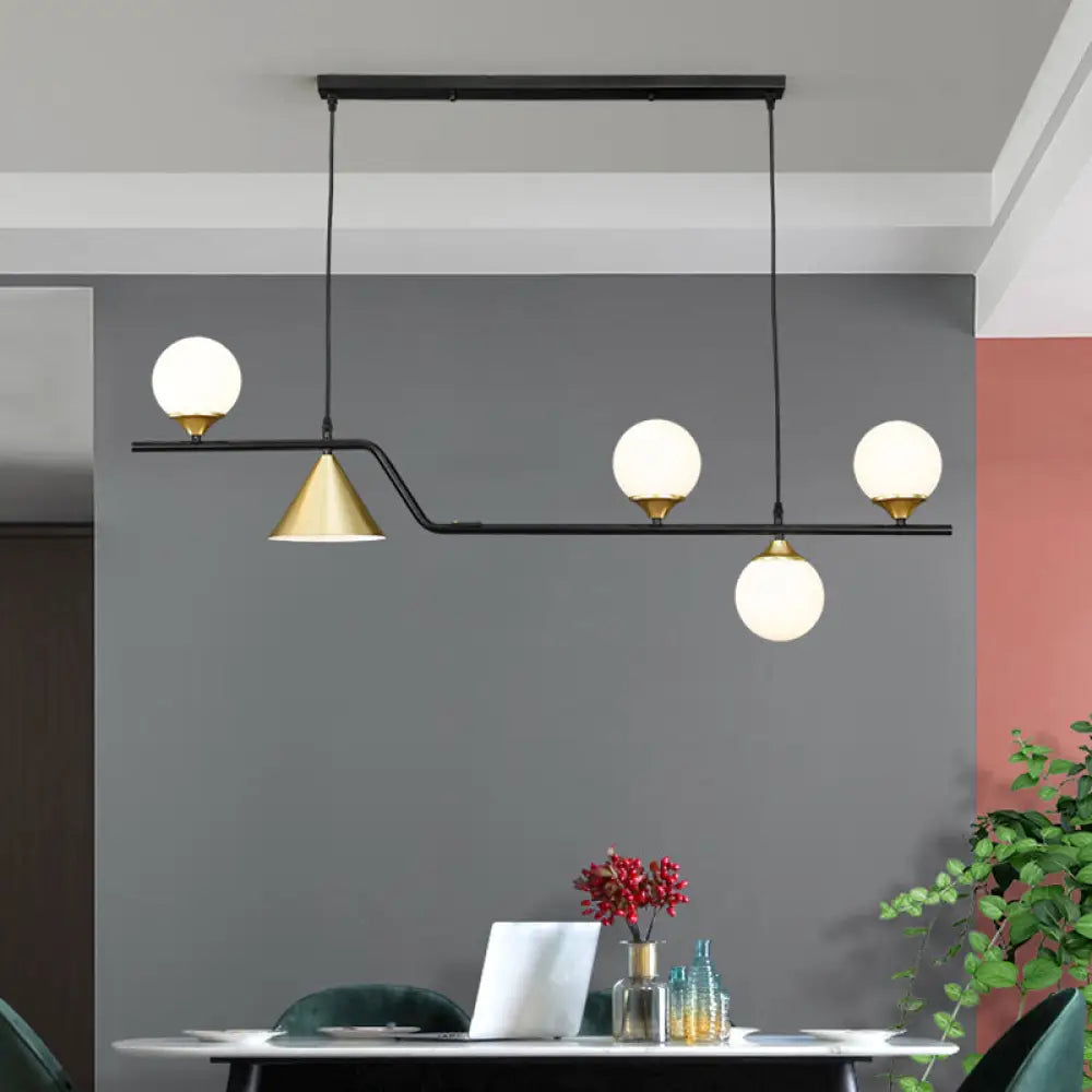 DecorBites™ Ivory Glass Island Pendant Light: Geometric, Contemporary Hanging Fixture for Restaurants