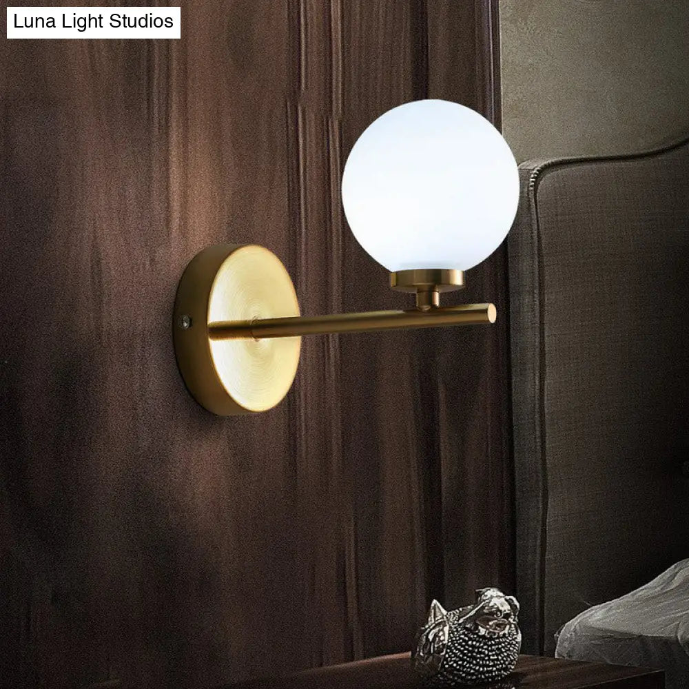 DecorBites™ Ivory Glass Single Wall Sconce with Gold Finish for Bedroom - Simple and Elegant