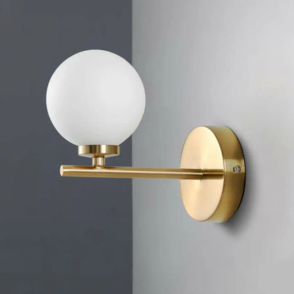 DecorBites™ Ivory Glass Single Wall Sconce with Gold Finish for Bedroom - Simple and Elegant