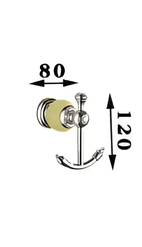 Gold-toned sleek wall-mounted hook with polished chrome finish and curved design for jade bathroom set decorbites brass