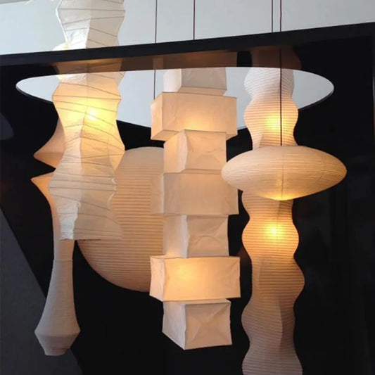 Japandi White Rice Paper Akari Pendant Light
