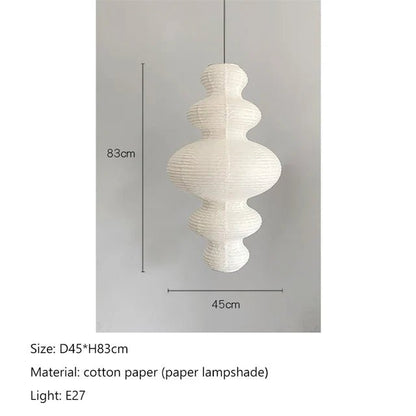 Japandi White Rice Paper Akari Pendant Light - Decorbites