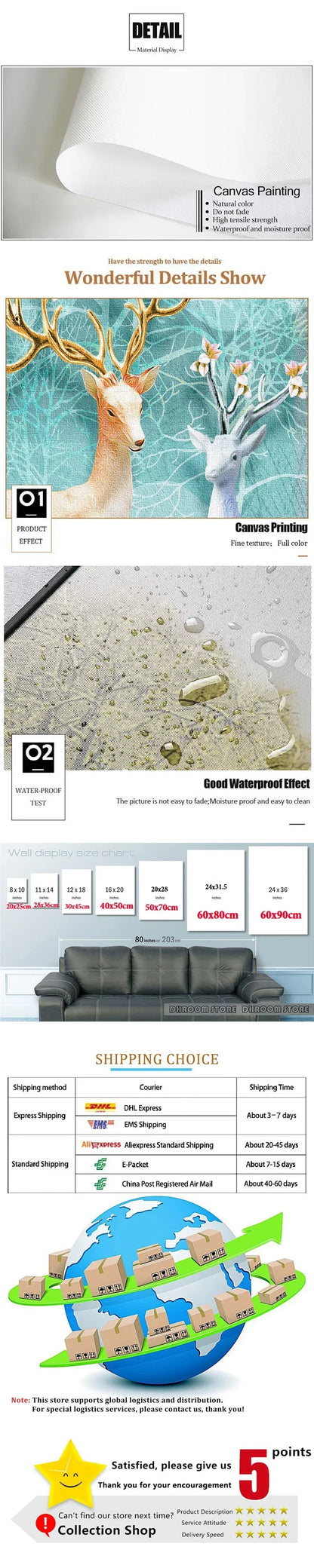 Japanese Abstract Blue Wave Canvas Art - Posters